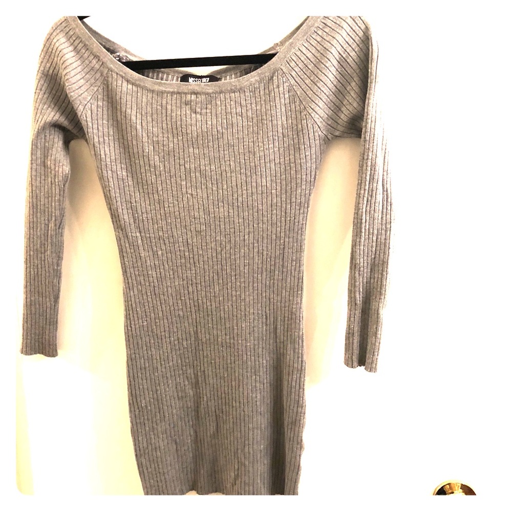 Off the shoulder gray sweater like dress